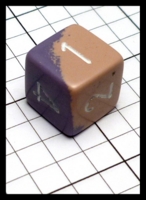 Dice : Dice - 6D - Chessex Half and Half Purple and Tan with White Numerals - Game Store Oct 2016